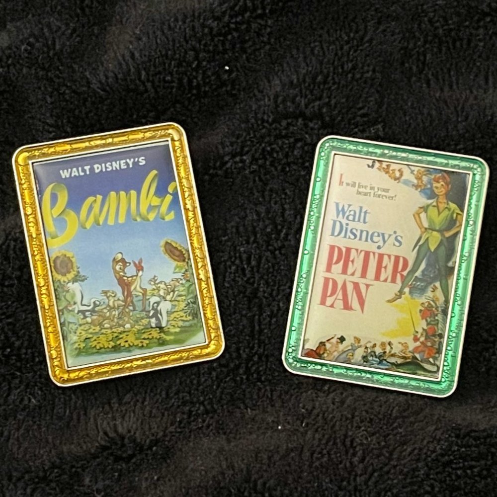 Disney Movie Poster Mystery Box Pin Series Bambi & Peter Pan Bundle